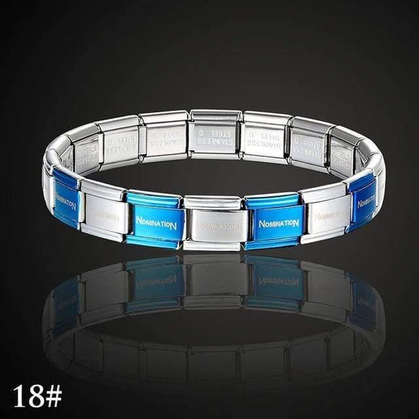 Planet Gates 18 / Each  1CM All 18PCS Theresa brand namination jewelry popular style stainless steel bracelet letter and stretch fashion bangle for everybody jewelry