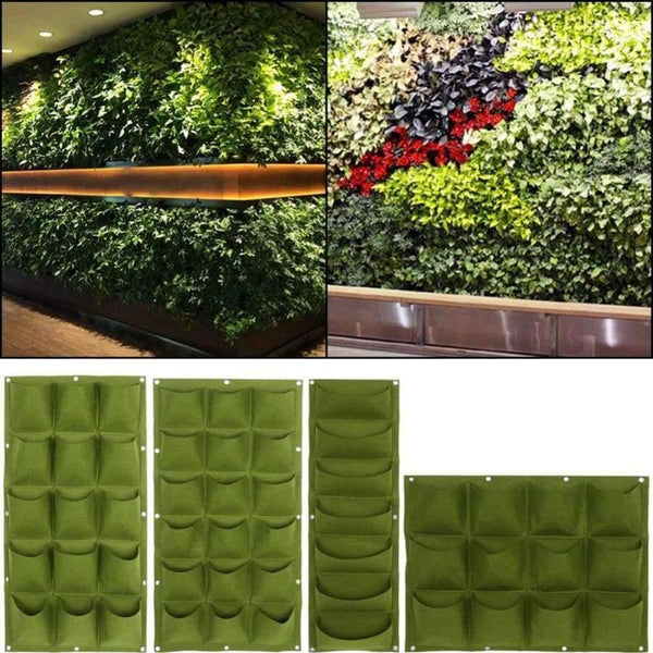 Planet Gates 18 Green Vertical Grow Bag Gardening Wall Mounted Planting Flower Grow Container Strawberry Growing Bags Garden Home Supplies