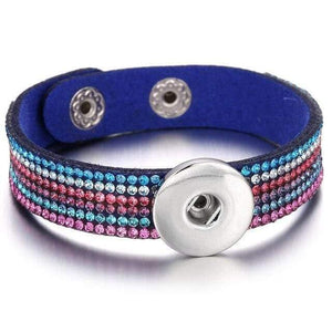 Planet Gates 18 Jewelry Rhinestone Leopard Leather 18mm Snap Button Bracelet Couple Punk Leather Bracelet Armband Snap Jewelry