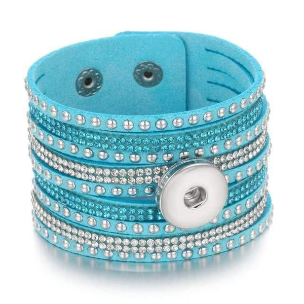Planet Gates 18 Jewelry Wide Multilayer Crystal Rivet Leather Snap Bracelet 18mm Snap Button Bracelet DIY Buttons Jewelry For Women