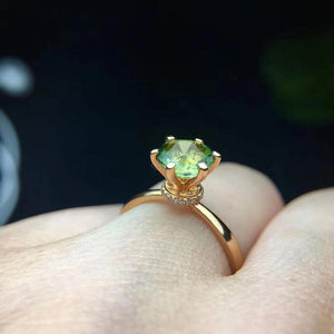 Planet Gates 18 K Gold Natural GreenTourmaline 1.8ct Gemstone Diamond Gift Female Rings for Women Fine Ring