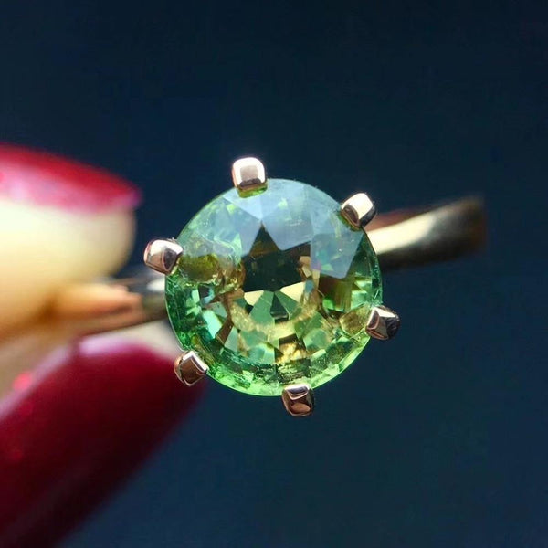 Planet Gates 18 K Gold Natural GreenTourmaline 1.8ct Gemstone Diamond Gift Female Rings for Women Fine Ring