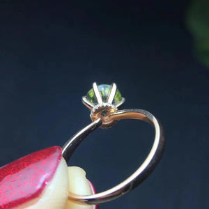 Planet Gates 18 K Gold Natural GreenTourmaline 1.8ct Gemstone Diamond Gift Female Rings for Women Fine Ring