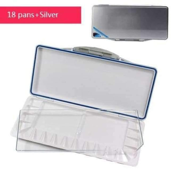 Planet Gates 18 pans   silver Quality Empty Watercolor Palette Paints Tins Box for Professional Art Painting Palette Supplies acrylic moisturizing