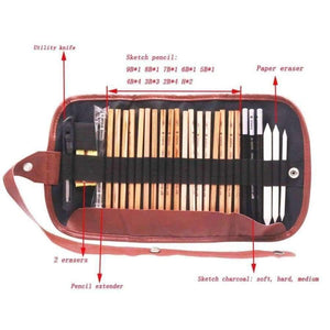 Planet Gates 18 Sketch Pencil Set Painting Set Artists Painting Lovers Beginner Set Containing Sketch Charcoal Art Supplies