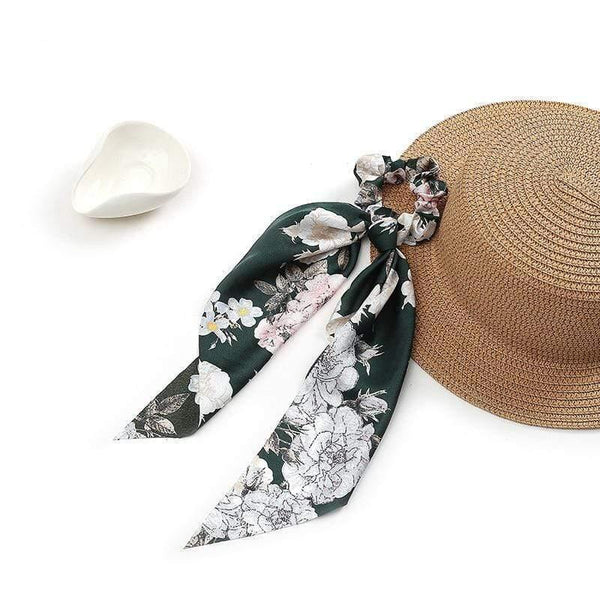 Women Streamers Scrunchies Polka Dot Floral Print Elastic Bow Hair Rope Girl Hair Ties Korean Sweet Hair Accessories Headwear