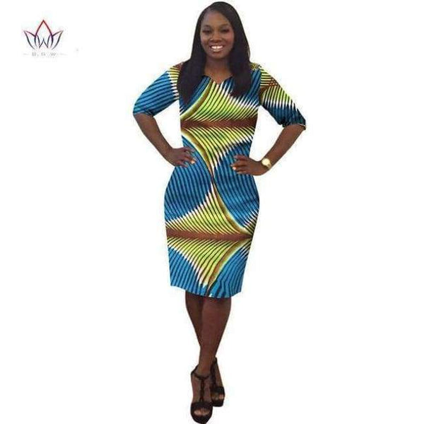 Planet Gates 18 / XL African Dresses For Women Ankara Fashions Women Traditional African Clothing Sleeve Print Dashiki African Print Wax Women Dress