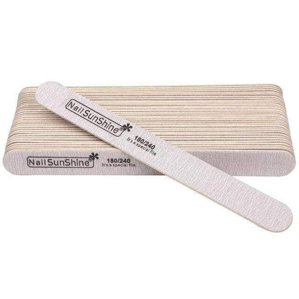Planet Gates 180-240 100pcs Strong Thick Wood Nail File Multi Grit Wooden Sandpaper Nails File For Manicure Buffing Straight lime a ongle Nail Tools