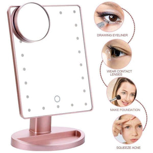 Planet Gates 180 Degree Rotation Makeup Mirror With Led Light 10X Magnifying Mirror With Suction Cups Vanity Mirror Light Makeup Accessories