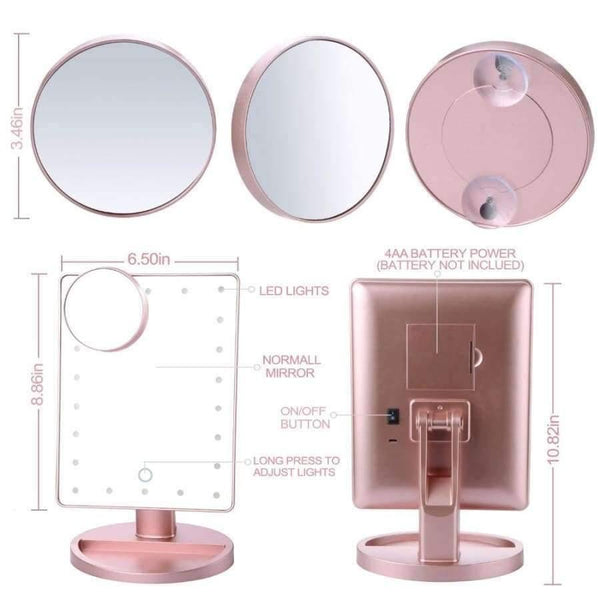 Planet Gates 180 Degree Rotation Makeup Mirror With Led Light 10X Magnifying Mirror With Suction Cups Vanity Mirror Light Makeup Accessories