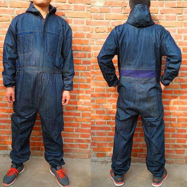 Planet Gates 180-XL Men Work Clothing Long Sleeve Denim Coverall High Quality Wear resistance Overalls Repairman Machine Auto Repair Working uniform