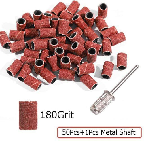 Planet Gates 180grit 50pcs 1shaft 2 Nail Drill Bits Foot Care Polishing Manicure Gel Polish Remover Replacement Tools Cutter Zebra Sanding Bands