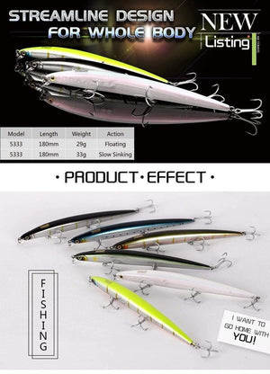 Planet Gates 180mm-29g Color21 Fishing Lure Sea Fishing Jerkbait Bait 180mm 29g/33g Floating Slow Sinking Wobblers Minnow Six Color Model 5333-S