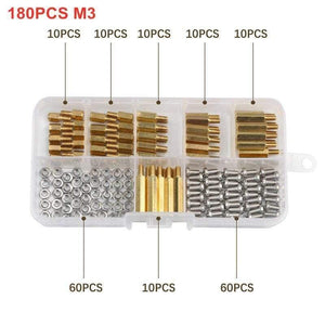 300 PCS M2/M3/M4 Hex Brass Copper Pillar Stand Off Hex Column Spacer Screw Nut Fastener Tool Set For Machine Automobile Kit