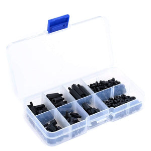 180pcs Practical Black M3 Nylon Hex Spacers Screw Nut Stand-off Kit Fasteners With Plastic Box For PC Board Electronics Computer