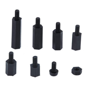 180pcs Practical Black M3 Nylon Hex Spacers Screw Nut Stand-off Kit Fasteners With Plastic Box For PC Board Electronics Computer