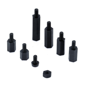180pcs Practical Black M3 Nylon Hex Spacers Screw Nut Stand-off Kit Fasteners With Plastic Box For PC Board Electronics Computer