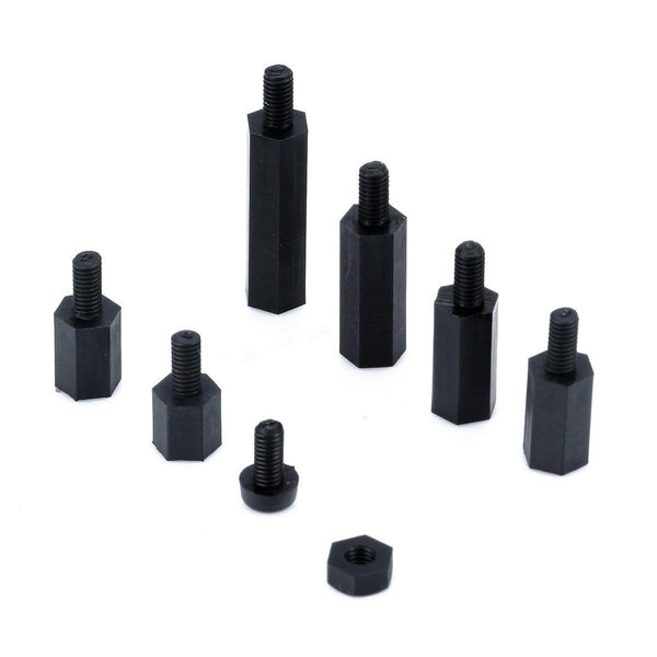 180pcs Practical Black M3 Nylon Hex Spacers Screw Nut Stand-off Kit Fasteners With Plastic Box For PC Board Electronics Computer