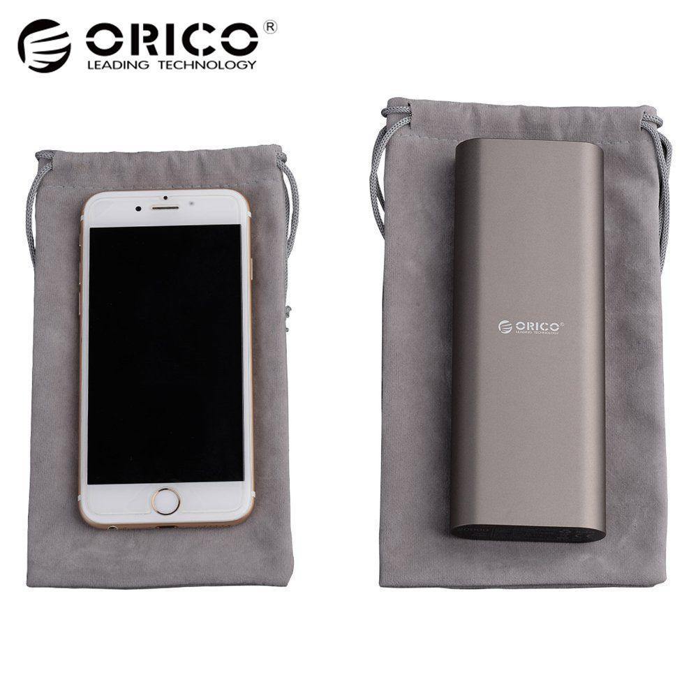 Planet Gates 180x100mm ORICO Phone Storage Velvet Bag Storage for Earphone/USB Charger/USB Cable/Power Bank/Phone and More Gray Color
