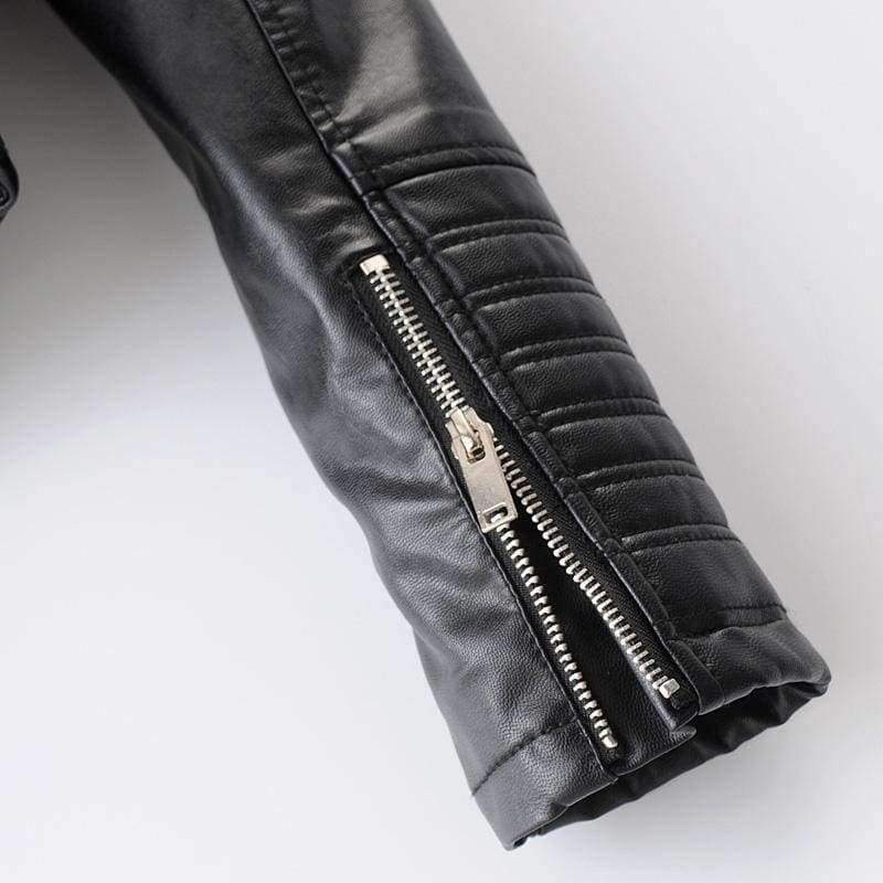 Planet Gates 1828 Black / S New Fashion Women Smooth Motorcycle Faux Leather Jackets Ladies Long Sleeve Autumn Winter Biker Streetwear Black Pink Coat