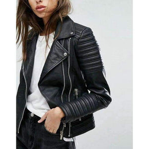 Planet Gates 1828 Black / S New Fashion Women Smooth Motorcycle Faux Leather Jackets Ladies Long Sleeve Autumn Winter Biker Streetwear Black Pink Coat