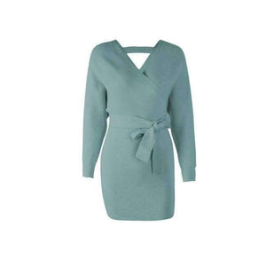 Planet Gates 18342 blue / S Tangada women dress 2018 knitted mini dress autumn winter ladies sexy green sweater dress long sleeve vintage korean ADY08