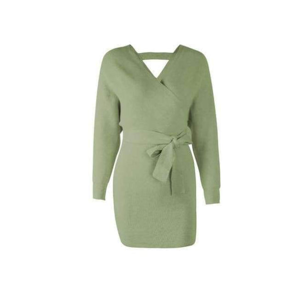Planet Gates 18342 green / S Tangada women dress 2018 knitted mini dress autumn winter ladies sexy green sweater dress long sleeve vintage korean ADY08