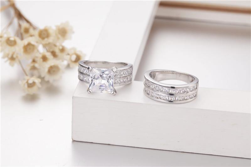 Planet Gates 18ct Princess-cut Simulated Diamond Ring for Women Engagement Rings set 925 Sterling Silver Birthstone fine Jewelry