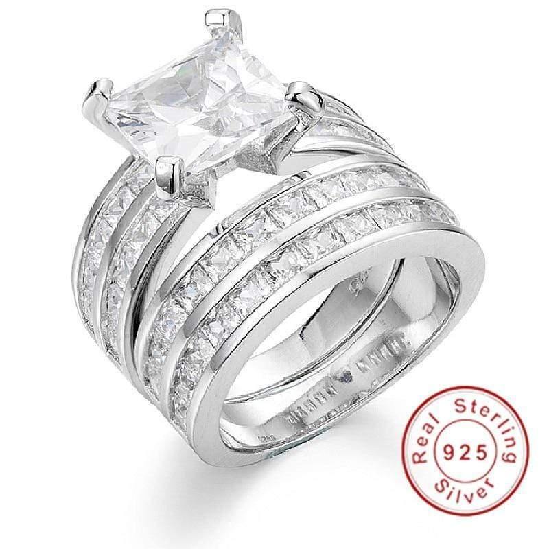 Planet Gates 18ct Princess-cut Simulated Diamond Ring for Women Engagement Rings set 925 Sterling Silver Birthstone fine Jewelry