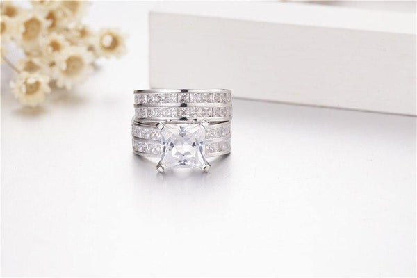 Planet Gates 18ct Princess-cut Simulated Diamond Ring for Women Engagement Rings set 925 Sterling Silver Birthstone fine Jewelry