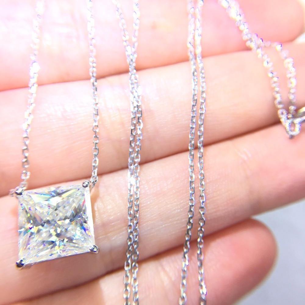 Planet Gates 18K Gold AU750 G18K 3.5ct Moissanite Diamond Pendant Gemstone Necklaces for Women