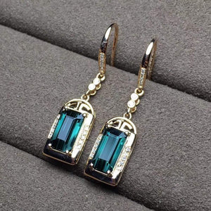 Planet Gates 18k Real Gold green tourmaline natural gemstone Diamond stud earrings jewelry
