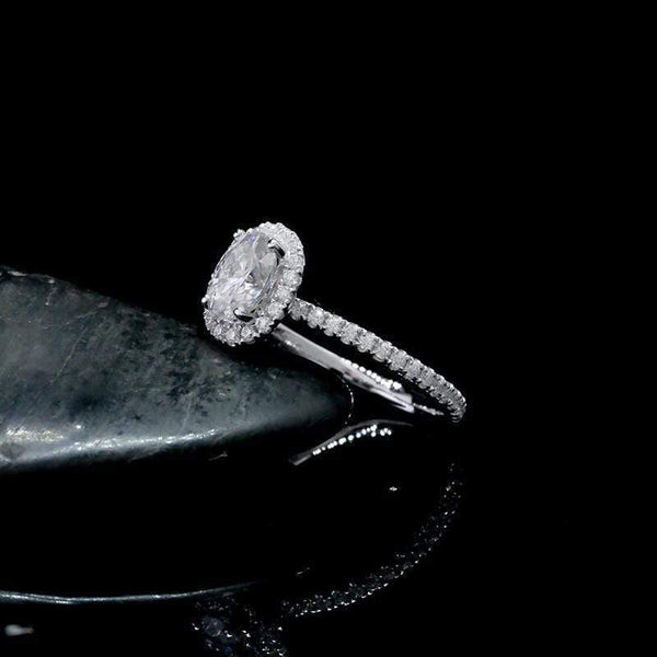 Planet Gates 18K Rose Gold 5x7mm 0.1ct Oval Cut Moissanite Engagement Ring Unique Moissanit Wedding Rings