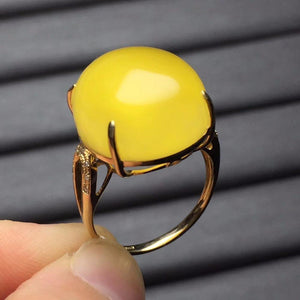 Planet Gates 18K Rose Gold AU750 100% Natural Amber Gemstone Anillos Diamonds Rings for Women Fine Ring