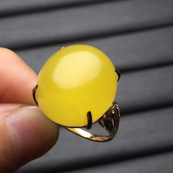 Planet Gates 18K Rose Gold AU750 100% Natural Amber Gemstone Anillos Diamonds Rings for Women Fine Ring