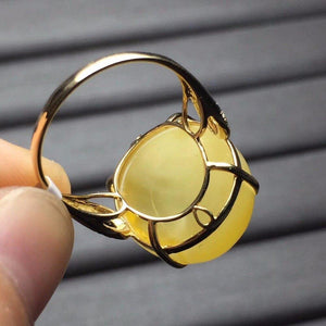 Planet Gates 18K Rose Gold AU750 100% Natural Amber Gemstone Anillos Diamonds Rings for Women Fine Ring