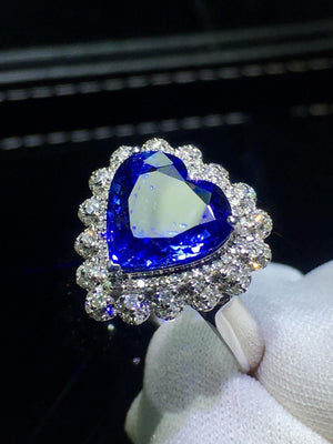 Planet Gates 18K White Gold 100% Natural Blue Tanzanite Gemstones 8.5ct Diamonds Fine Chic Pendant Necklace