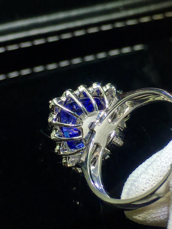 Planet Gates 18K White Gold 100% Natural Blue Tanzanite Gemstones 8.5ct Diamonds Fine Chic Pendant Necklace