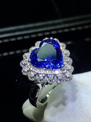 Planet Gates 18K White Gold 100% Natural Blue Tanzanite Gemstones 8.5ct Diamonds Fine Chic Pendant Necklace