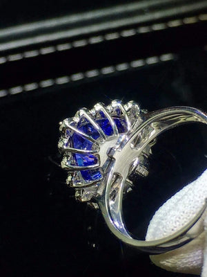 Planet Gates 18K White Gold 100% Natural Blue Tanzanite Gemstones 8.5ct Diamonds Fine Chic Pendant Necklace