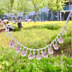 Planet Gates 18K White Gold AU750 Natural Morganite 30.3ct Gemstones Diamonds Pendants for Women Fine Necklace