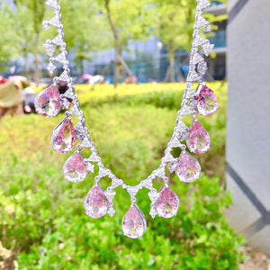 Planet Gates 18K White Gold AU750 Natural Morganite 30.3ct Gemstones Diamonds Pendants for Women Fine Necklace