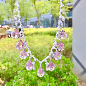 Planet Gates 18K White Gold AU750 Natural Morganite 30.3ct Gemstones Diamonds Pendants for Women Fine Necklace