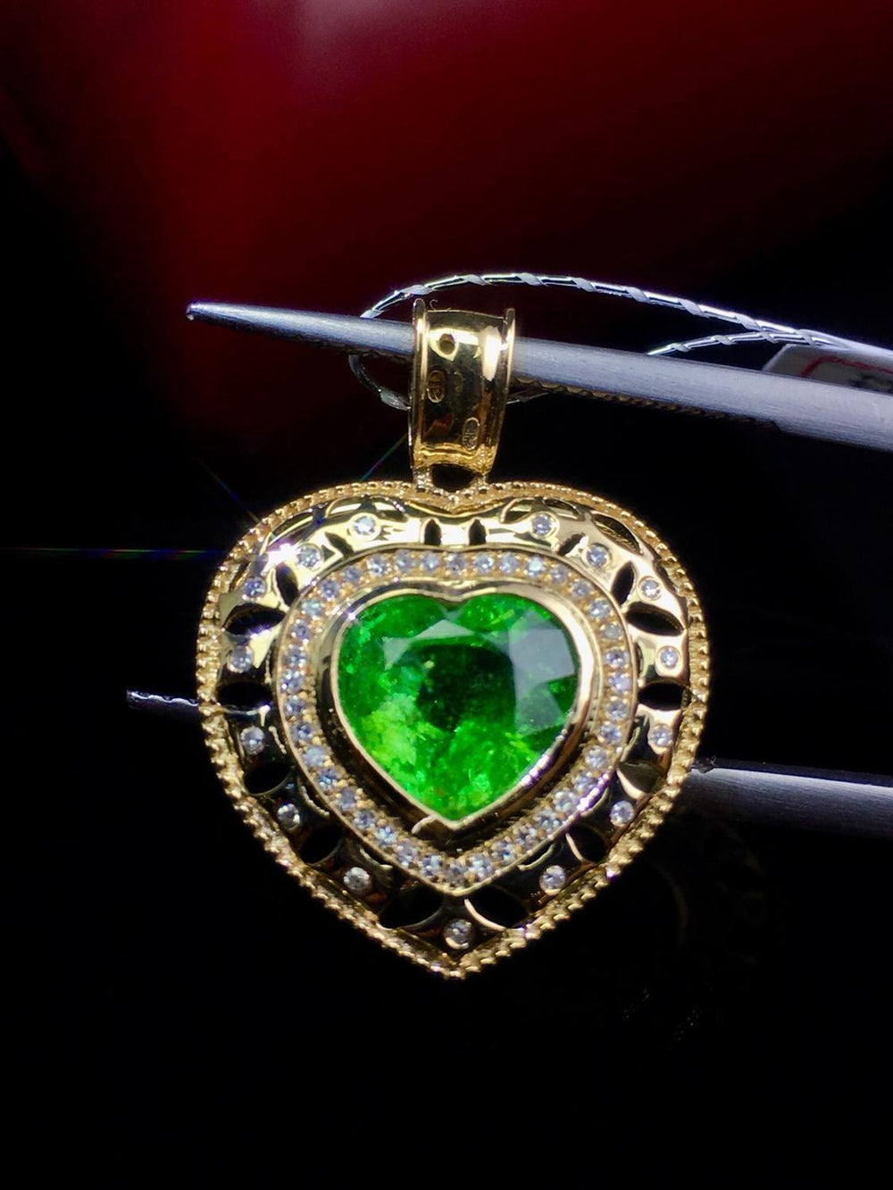 Planet Gates 18K White Gold Natural Green Tsavorite Gemstone 2.1ct Diamonds Female's Pendants Necklaces for Women Jewels