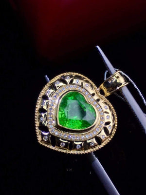 Planet Gates 18K White Gold Natural Green Tsavorite Gemstone 2.1ct Diamonds Female's Pendants Necklaces for Women Jewels