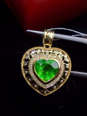 Planet Gates 18K White Gold Natural Green Tsavorite Gemstone 2.1ct Diamonds Female's Pendants Necklaces for Women Jewels