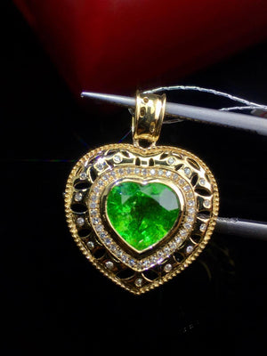 Planet Gates 18K White Gold Natural Green Tsavorite Gemstone 2.1ct Diamonds Female's Pendants Necklaces for Women Jewels