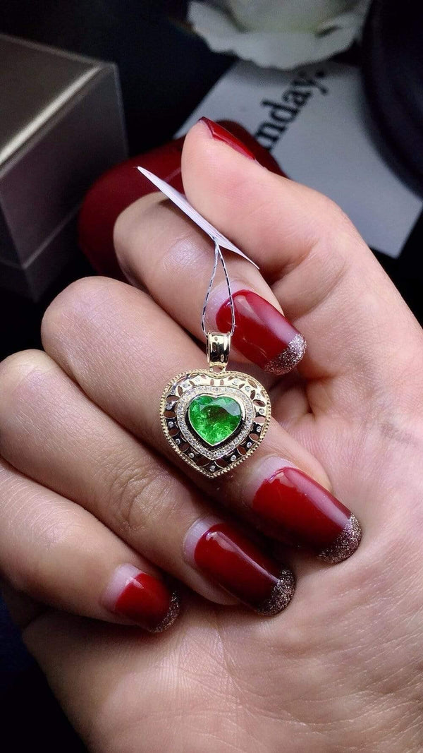 Planet Gates 18K White Gold Natural Green Tsavorite Gemstone 2.1ct Diamonds Female's Pendants Necklaces for Women Jewels