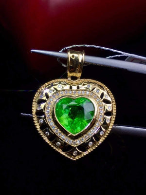Planet Gates 18K White Gold Natural Green Tsavorite Gemstone 2.1ct Diamonds Female's Pendants Necklaces for Women Jewels
