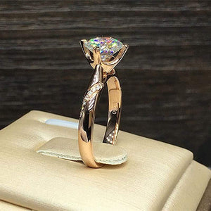 Planet Gates 18K Yellow Gold 1ct 6.5mm Round Brilliant Cut 6 Prong Moissanite Ring Lab Diamond Ring For Women Engagement Ring